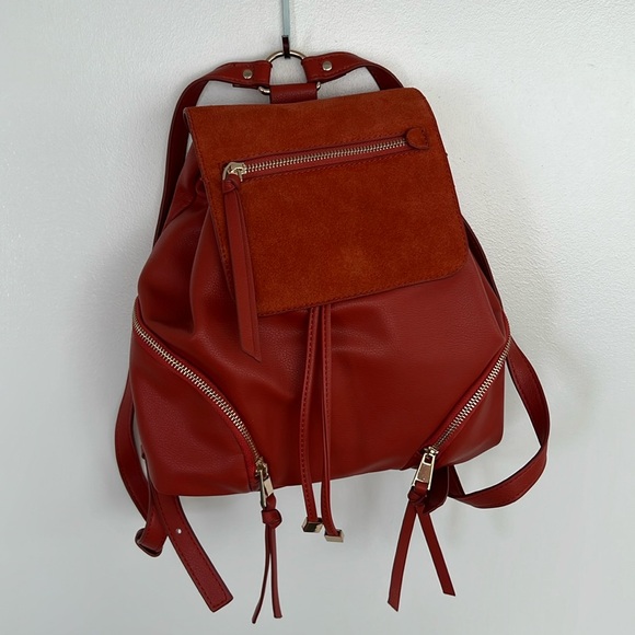 Zara faux leather/suede orange backpack - Picture 2 of 11